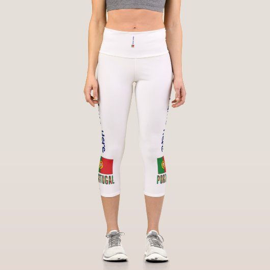 Portugal Portuguese Flag Personalized Capri Leggings (Vorderseite)