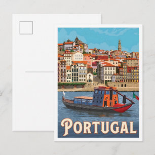 Portugal Reisen im Vintage-Stil Postkarte