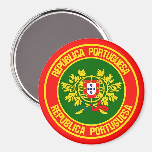 Portugal Runde Emblem Magnet (Vorderseite/Rückseite)