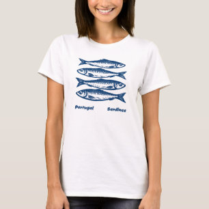 Portugal Sardinen – Vintage Holzblock-Fischkunst T-Shirt