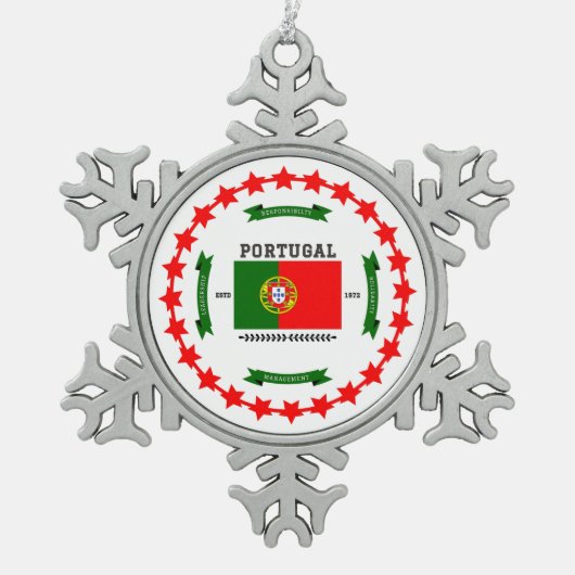 Portugal Schneeflocken Zinn-Ornament (Vorderseite)