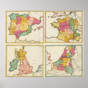 Portugal, Spanien, Deutschland, England, Scottland Poster