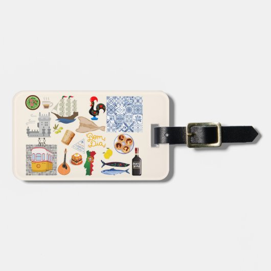 Portugal Symbole für Reisende Gepäckanhänger (Vorderseite horizontal)