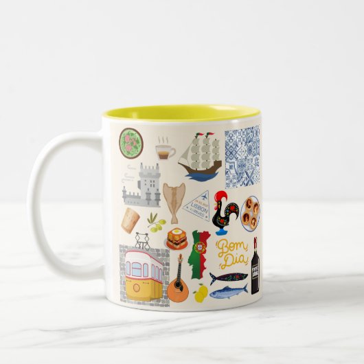 Portugal Symbole für Reisende Zweifarbige Tasse (Links)