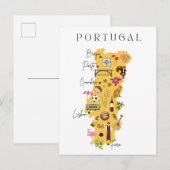 Portugal travel map postkarte (Vorne/Hinten)