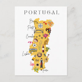 Portugal travel map postkarte