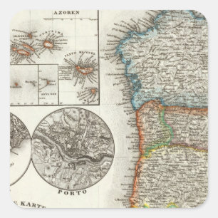 Portugal- und Verdeinseln Quadratischer Aufkleber