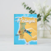 Portugal Vintage Reiseplakat Postkarte (Stehend Vorderseite)
