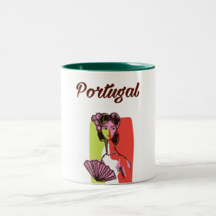 Portugal Vintages Urlaubsposter Zweifarbige Tasse