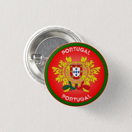 Portugal Wappen Kreisform  Button (Vorne & Hinten)