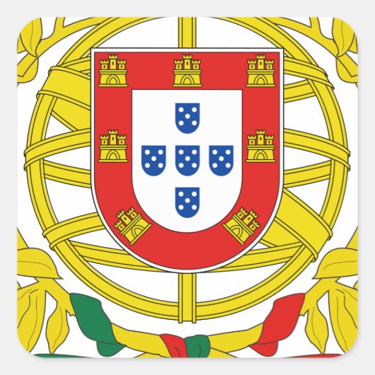 Portugal-Wappen Quadratischer Aufkleber (Vorderseite)
