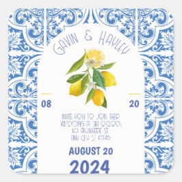 Portugal Wedding Stickers - Blaue Fliesen und Zitr