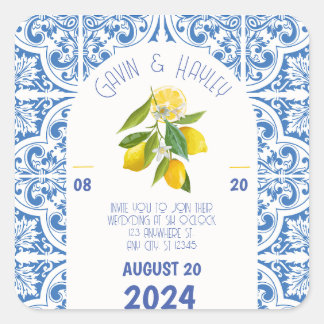 Portugal Wedding Stickers - Blaue Fliesen und Zitr