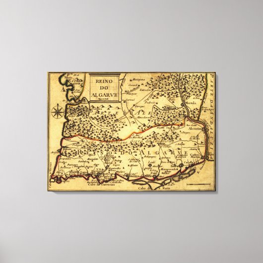 PortugalPanoramakarte Portugal Leinwanddruck (Vorderseite)