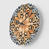 Portugese Tile Acrylic Wall Clock in Neutrals Große Wanduhr (Winkel)