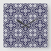Portugese Tiles Pattern Quadratische Wanduhr (Vorderseite)
