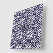 Portugese Tiles Pattern Quadratische Wanduhr (Winkel)
