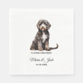 Portugese Wasserhund Hochzeit Napkins mit Foto Serviette (Vorderseite)