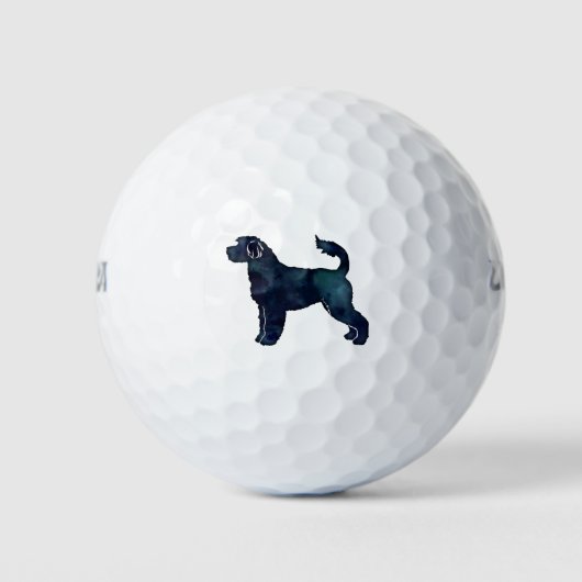 Portugese Wasserhund Wasserfarbe Silhouette Golfball (Vorderseite)