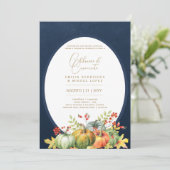 Portugeuse | Casamento Abóboras de Outono Rústica Einladung (Stehend Vorderseite)