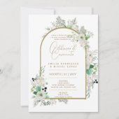 Portugeuse | Casamento Floral White Rosas Brancas Einladung (Vorderseite)