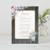 Portugeuse | Casamento Flores Folclóricas Rústica Einladung (Stehend Vorderseite)