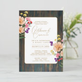 Portugeuse | Casamento Flores Folclóricas Rústica Einladung (Stehend Vorderseite)