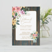 Portugeuse | Casamento Flores Folclóricas Rústica Einladung (Stehend Vorderseite)