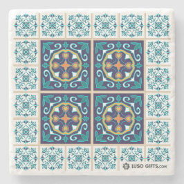 Portugiese Azulejo Fliesen-Marmor-Untersetzer Steinuntersetzer