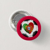 Portugiese: Flagge u. Herz Button (Vorne & Hinten)