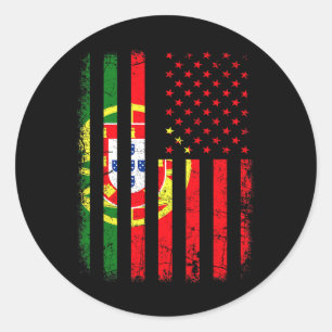 Portugiesisch Amerikanische Flagge Portugal Amerik Runder Aufkleber