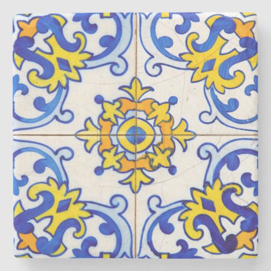 Portugiesisch Azulejo Art Steinuntersetzer (Vorderseite)