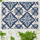 Portugiesisch Azulejo Blue und White Geschirrtuch (Gefaltet)