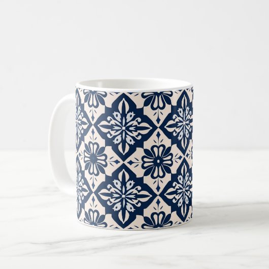 Portugiesisch Azulejo Blue und White Kaffeetasse (Vorderseite Links)