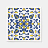 Portugiesisch Azulejo Decorative Blue Yellow Dinin Serviette (Vorderseite)
