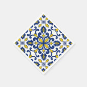 Portugiesisch Azulejo Decorative Blue Yellow Dinin Serviette (Ecke)