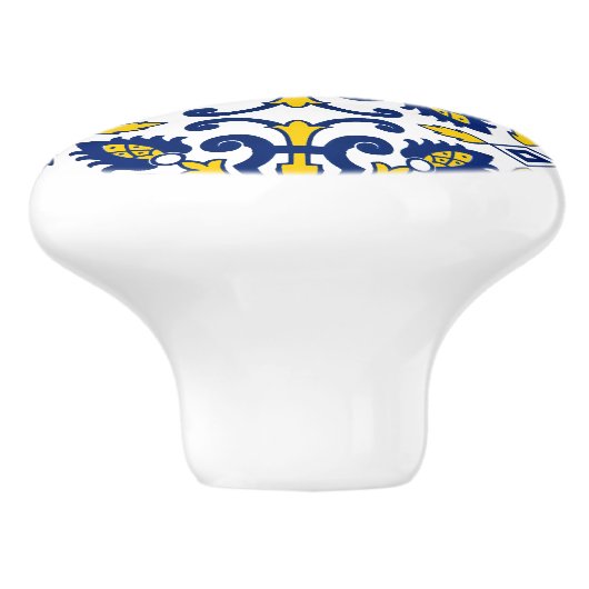 Portugiesisch Azulejo Decorative Blue Yellow Kitch Keramikknauf (Seitenansicht)