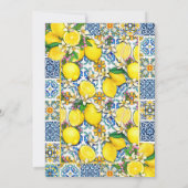 Portugiesisch Azulejo Lemon Tiles Wedding Einladung (Rückseite)