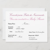 Portugiesisch: Babydusche / Convite Chá de Bebe Einladung (Rückseite)