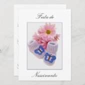 Portugiesisch: Babydusche / Convite Chá de Bebe Einladung (Vorne/Hinten)