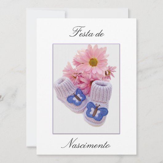 Portugiesisch: Babydusche / Convite Chá de Bebe Einladung (Vorderseite)