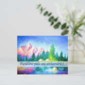 Portugiesisch Birthday Pink Mountain Blue Postcard Postkarte (Stehend Vorderseite)