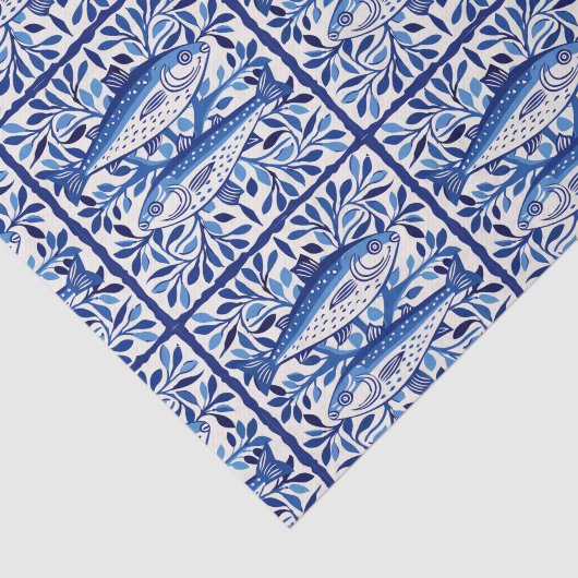 Portugiesisch Blau und Weiß Sardine Seidenpapier (Ausschnitt)