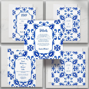 Portugiesisch-blaue Farbtöne Einladung