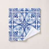 Portugiesisch-blaue Fliese Badhandtuch Set (Waschlappen)