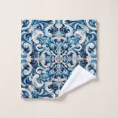 Portugiesisch-blaue Fliese Badhandtuch Set (Waschlappen)