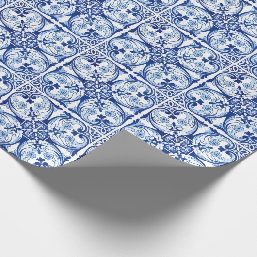 Portugiesisch-blaue Fliese Geschenkpapier (Ecke)