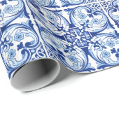 Portugiesisch-blaue Fliese Geschenkpapier (Rolleneckpunkt)