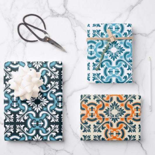 Portugiesisch-blaue Fliese Geschenkpapier Set (Vorderseite)