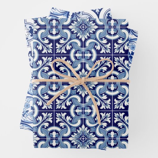 Portugiesisch-blaue Fliese Geschenkpapier Set (Beispiel)